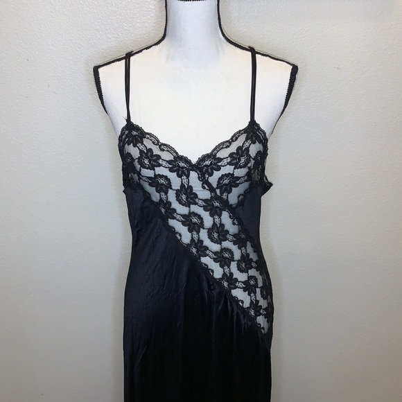Vae Mode vintage black sexy nylon full length negligee nightgown - Picture 2 of 8